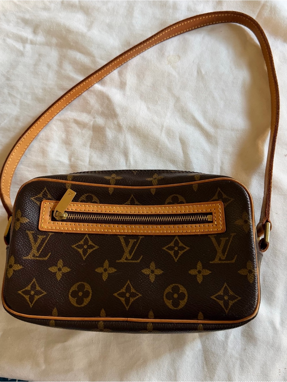 Louis Vuitton Monogram Shoulder Bag in Brown and Tan